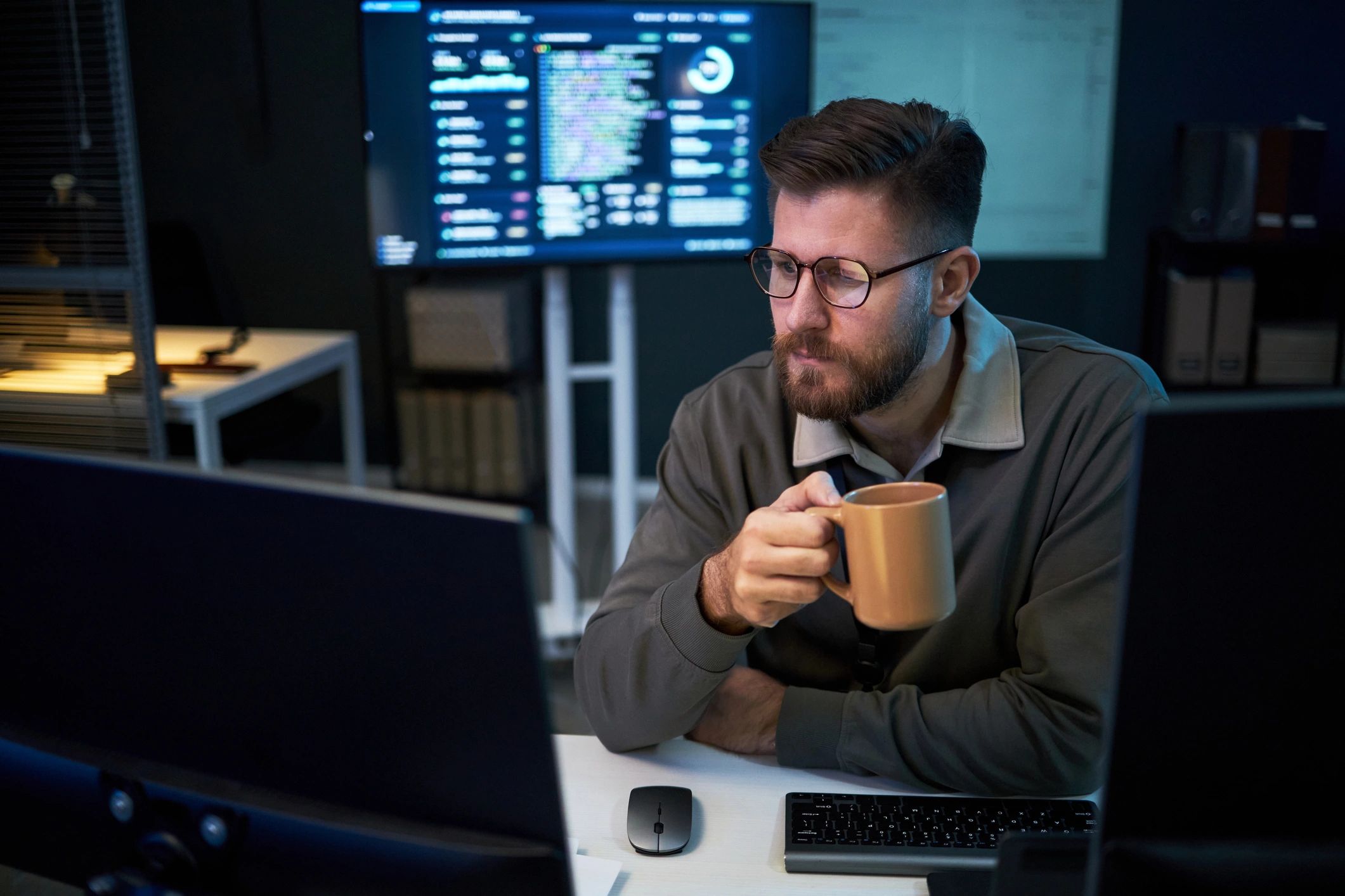 Security analyst at workstation
